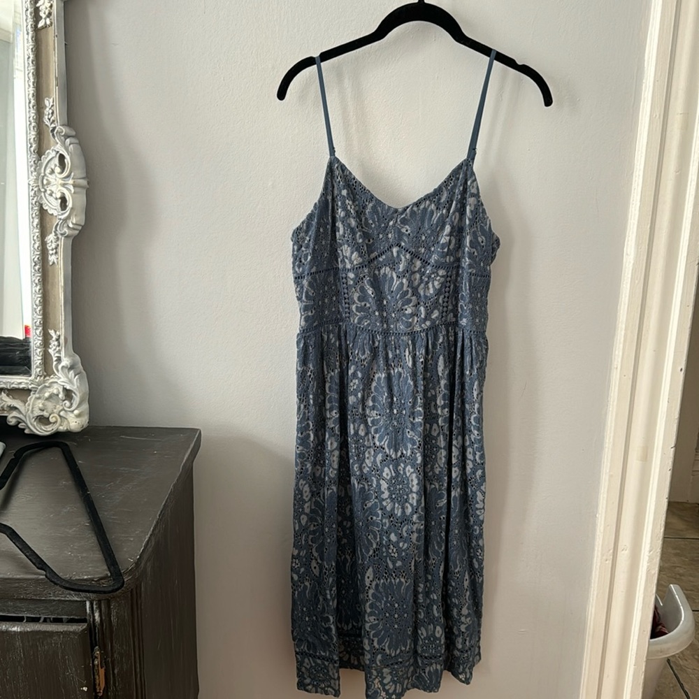 Loft Lace blue lace cami dress Fit & Flare Size 6